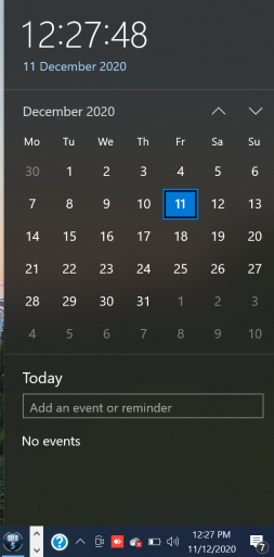 Monthly at a glance calendar you can see from System Tray in Windows