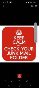 Image showing Keep calm and check your Junk Email Folder