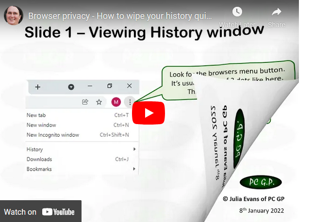 Image of opening slide of YouTube video on clearing browser history