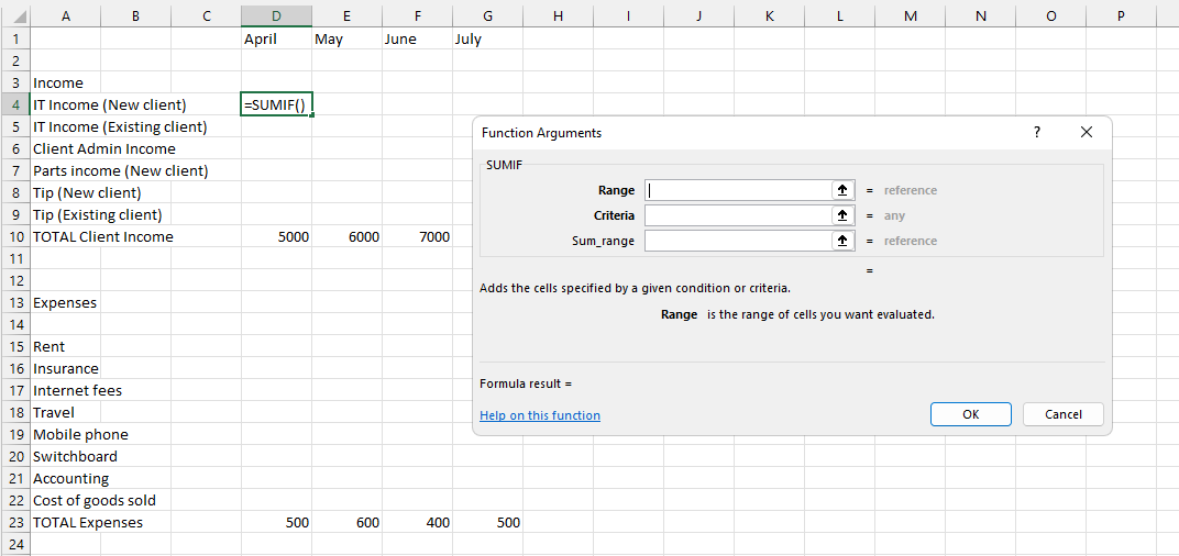 Managing your money in Excel (Cashflow)