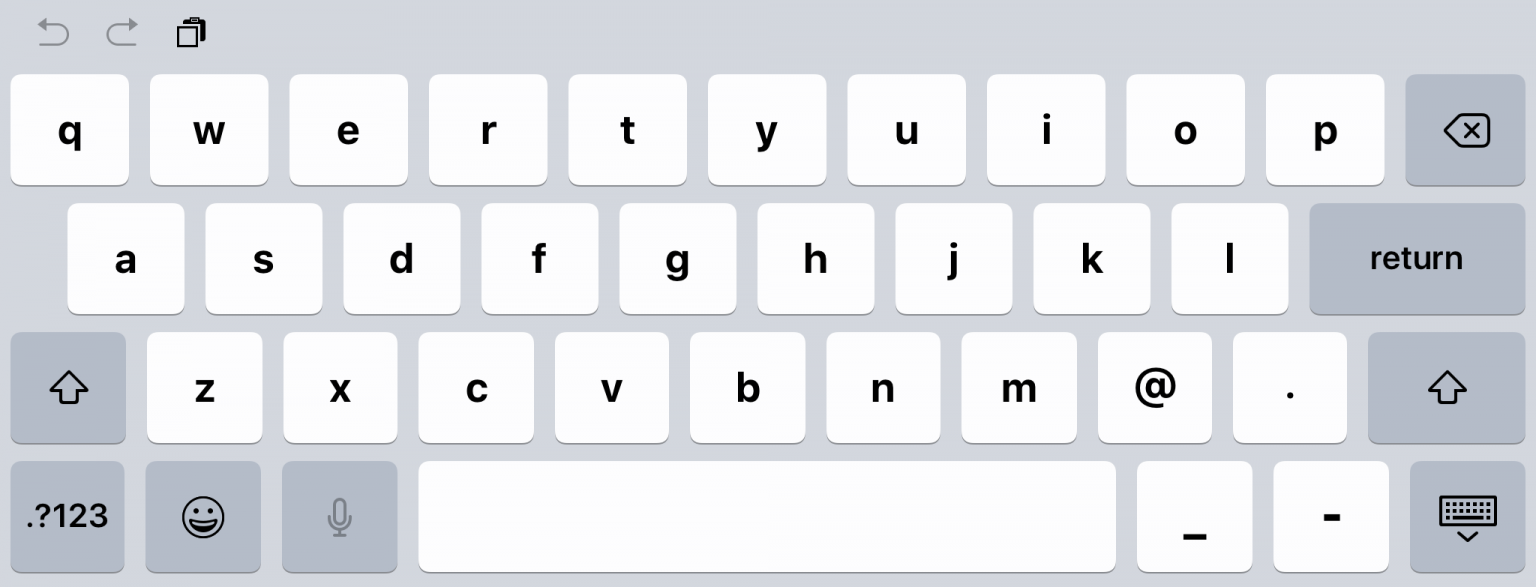 Picture of the numeric/symbol keyboard on Apple iphone and iPad