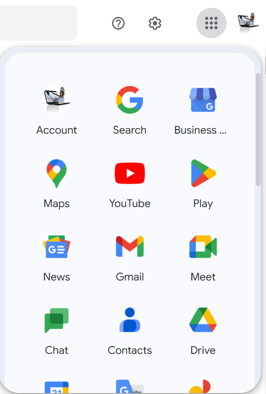 Image of the Google menu