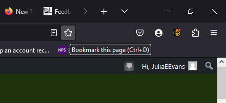 Image showing the button and shortcut to bookmark a page